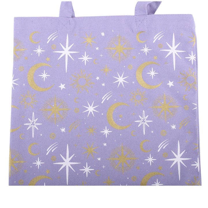 Purple Celestial Print Tote Bag