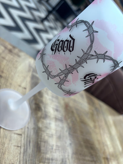 Dark Romance Frosted Wine Glass