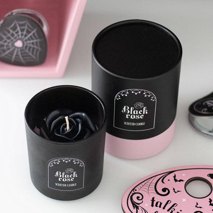 Gothic Black Rose Scented Candle with 3D Roses