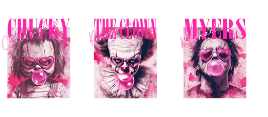 16oz Horror Trio Pink Wrap PNG