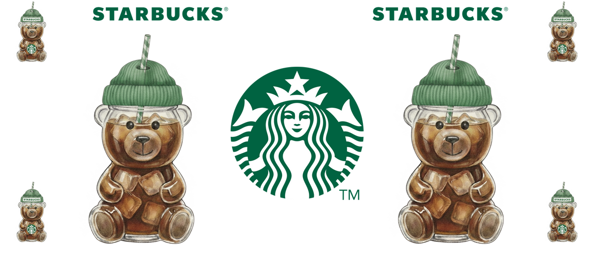 16oz Starbucks Bear Inspired Wrap Design