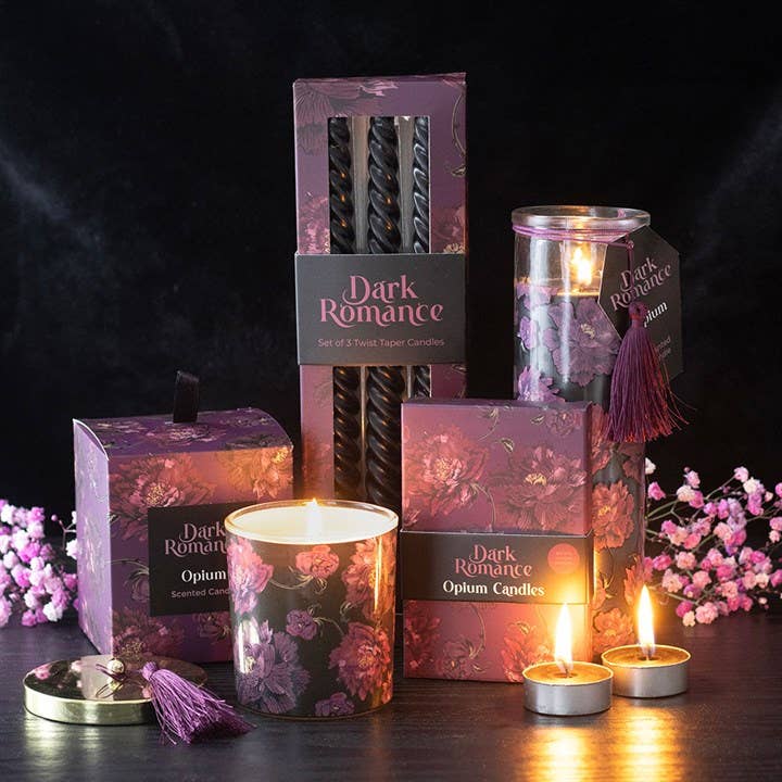 Set of 6 Black Dark Romance Opium Tealight Candles