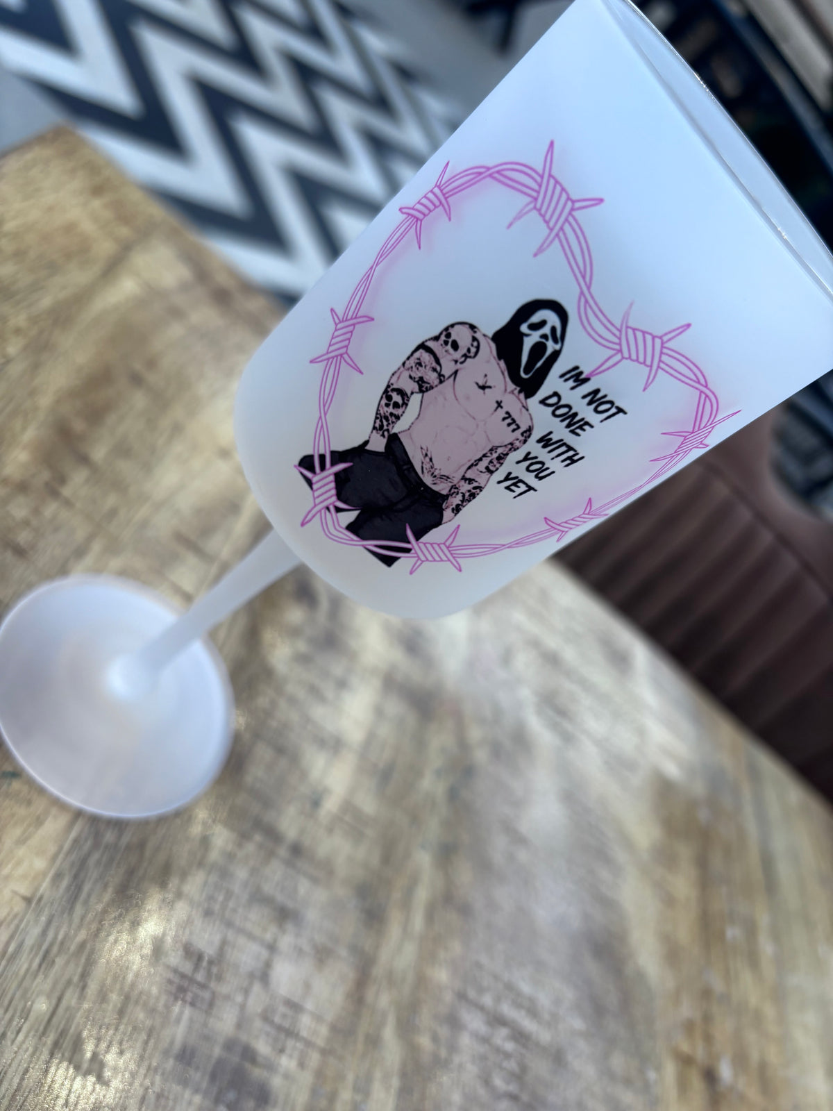 Dark Romance Frosted Wine Glass