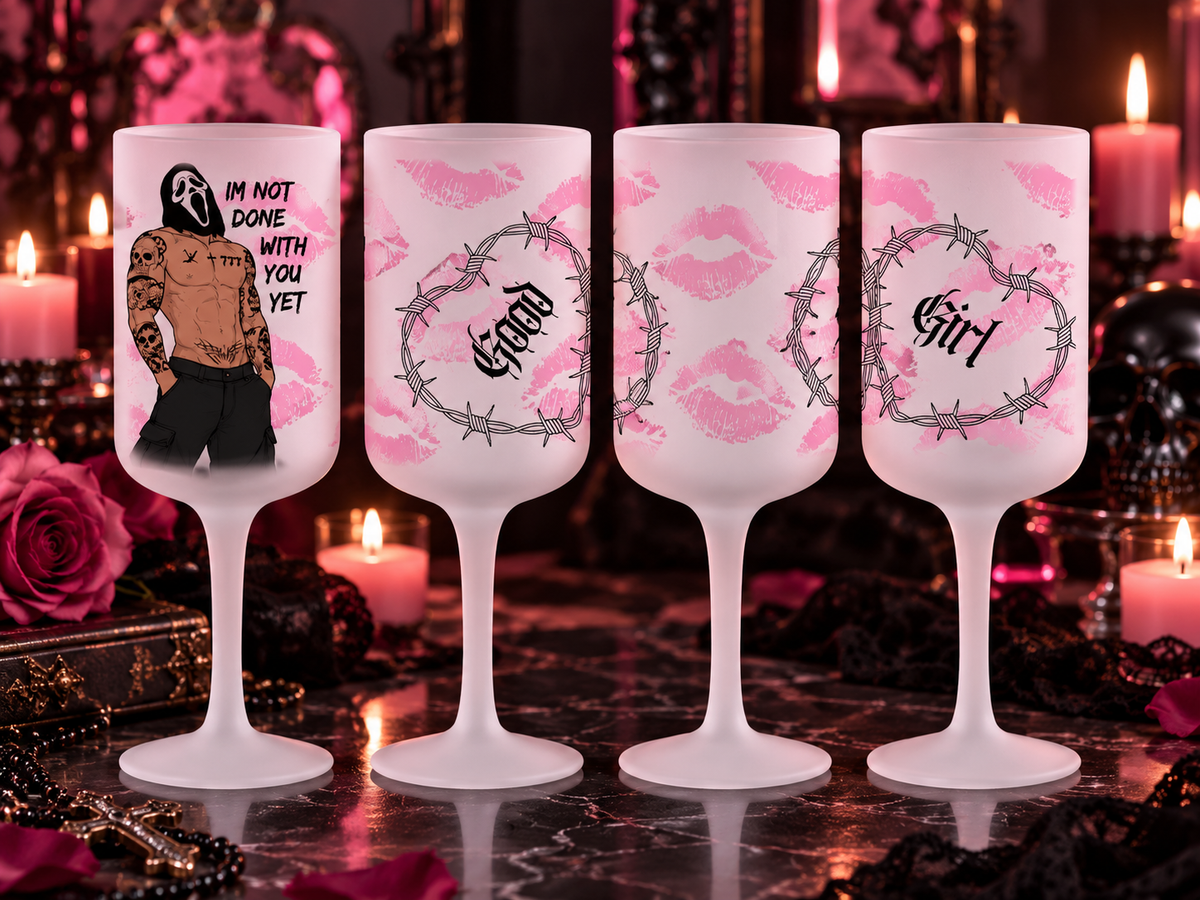 Dark Romance Frosted Wine Glass