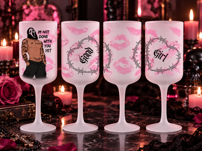 Dark Romance Frosted Wine Glass