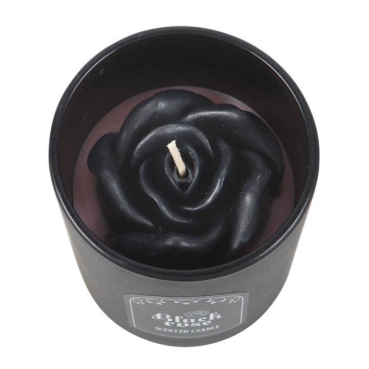 Gothic Black Rose Scented Candle with 3D Roses