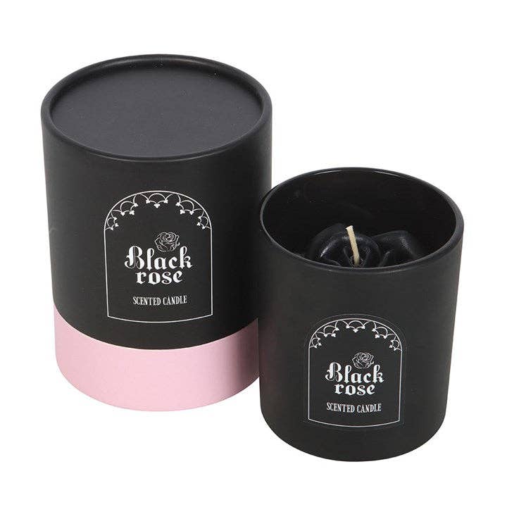 Gothic Black Rose Scented Candle with 3D Roses