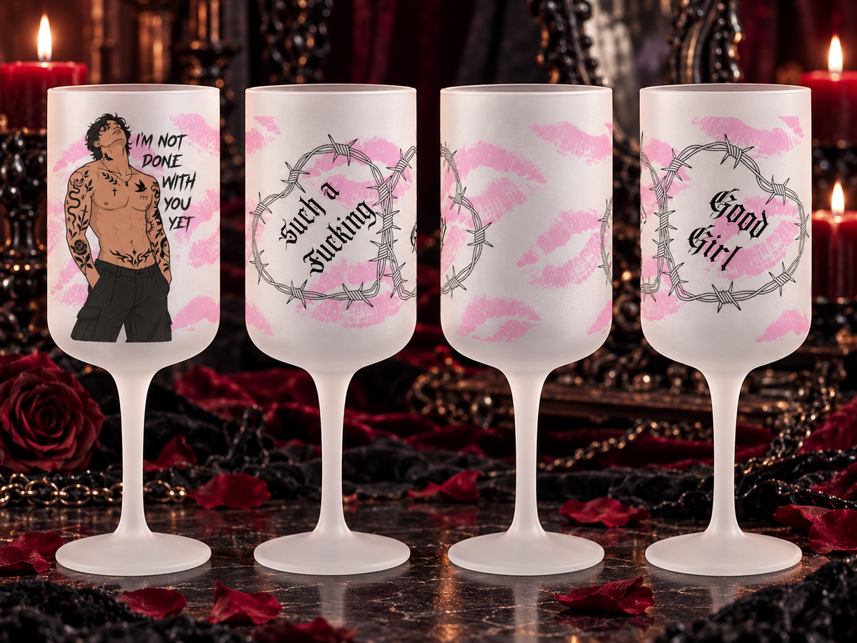 Dark Romance Frosted Wine Glass