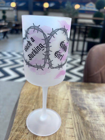 Dark Romance Frosted Wine Glass