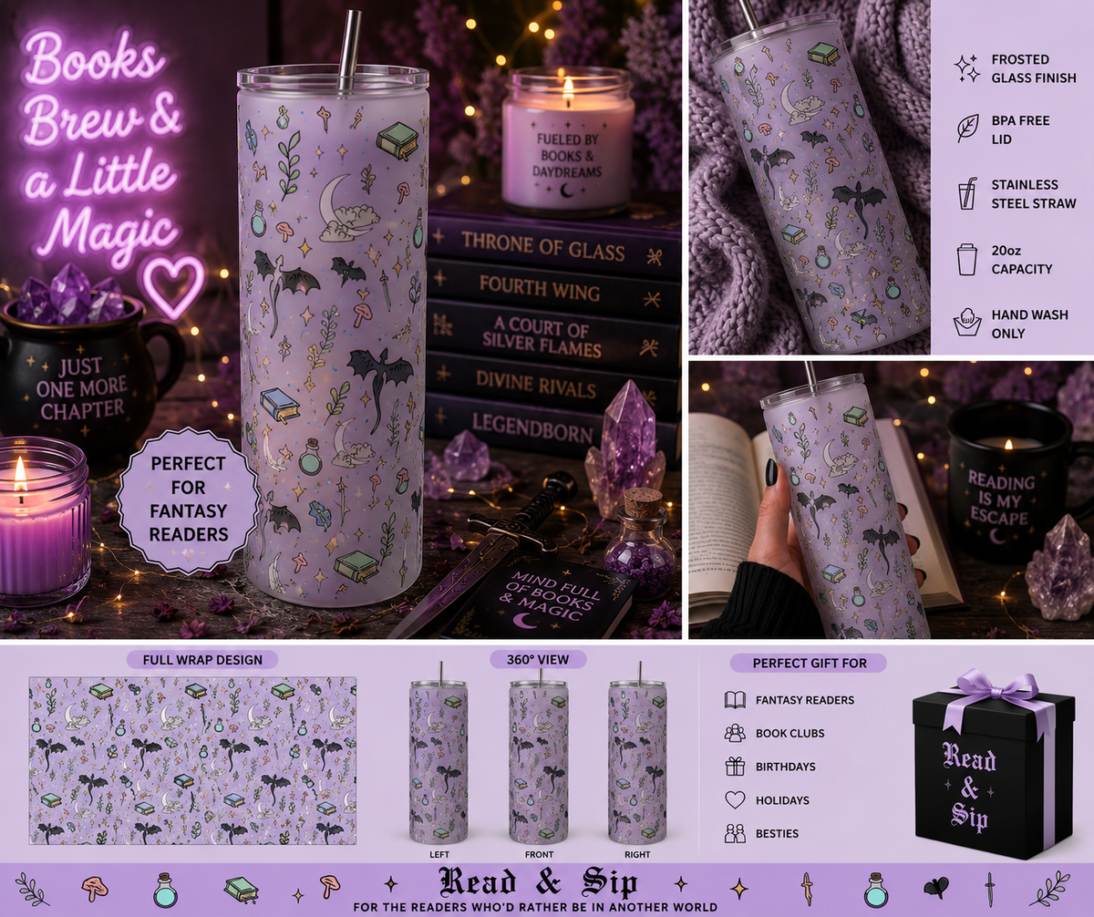 20oz Frosted Glass Tumbler + Metal Straw