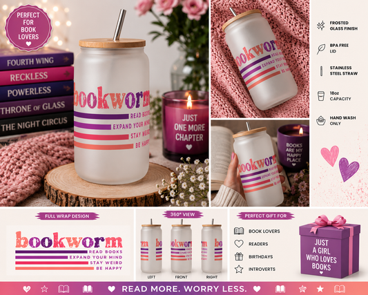 18oz Frosted Glass Tumbler + Metal Straw