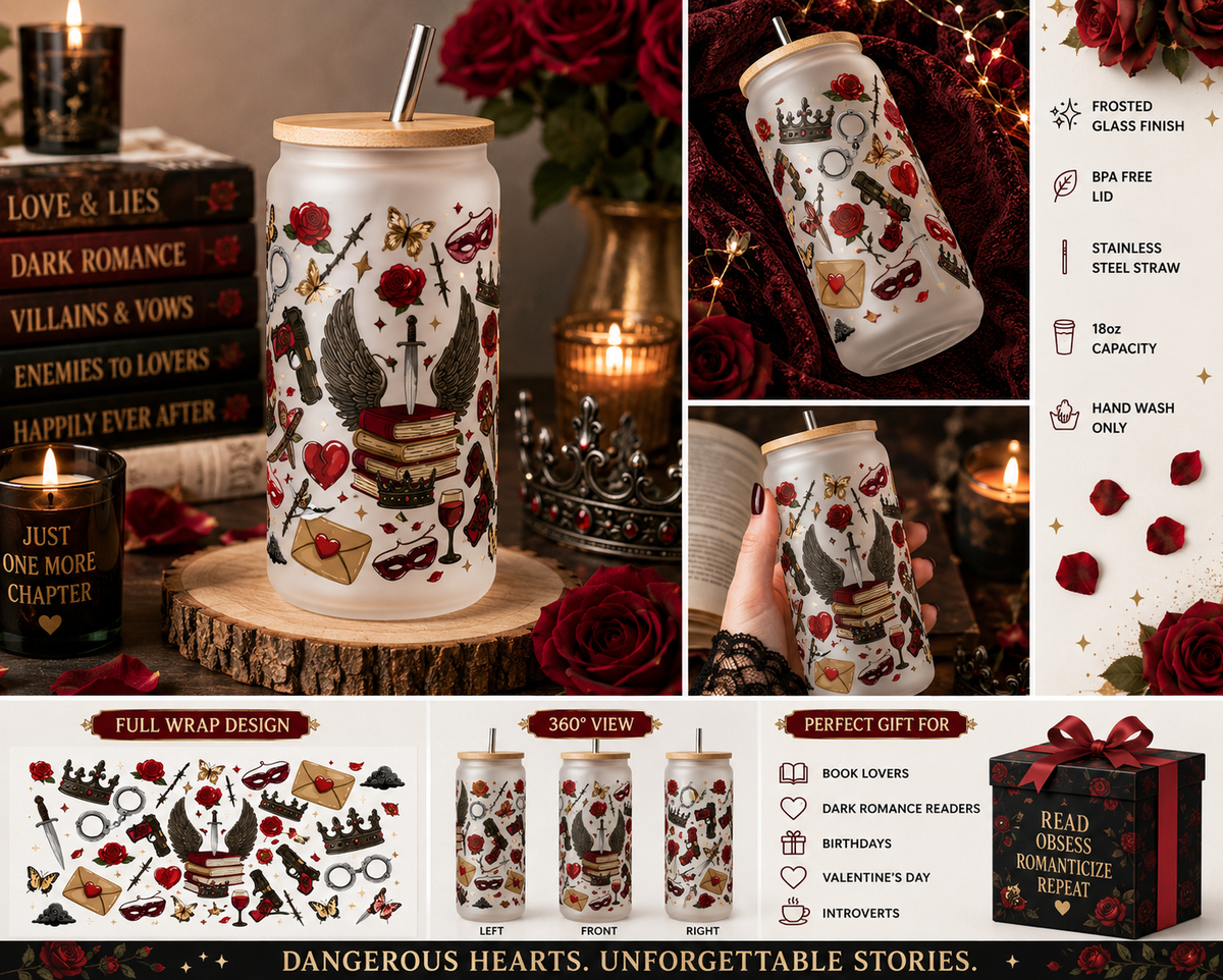 18oz Frosted Glass Tumbler + Metal Straw