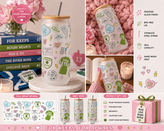 18oz Frosted Glass Tumbler + Metal Straw