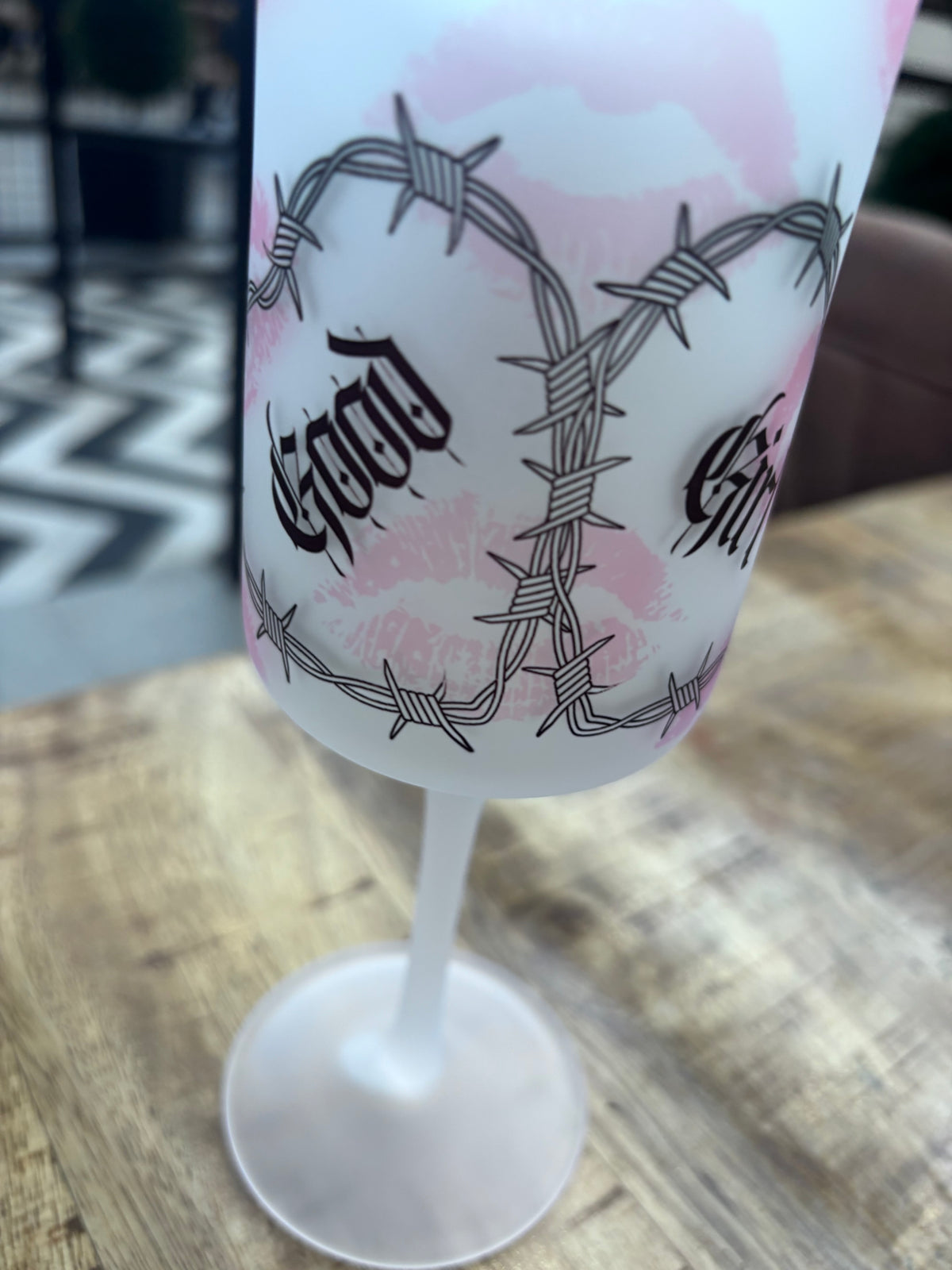 Dark Romance Frosted Wine Glass
