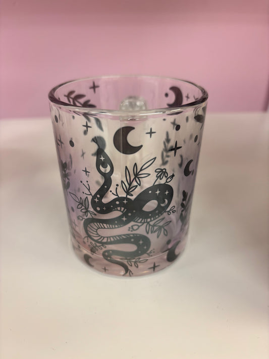 Fantasy Black & Purple Design 10oz Glass Cup Aesthetic Gothic Mystical Vibes Perfect Gift for Fantasy Lovers