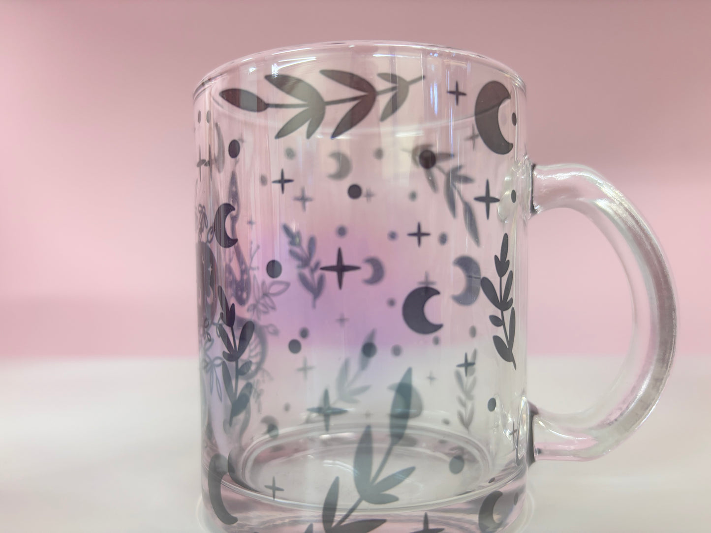Fantasy Black & Purple Design 10oz Glass Cup Aesthetic Gothic Mystical Vibes Perfect Gift for Fantasy Lovers