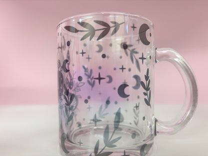 Fantasy Black & Purple Design 10oz Glass Cup Aesthetic Gothic Mystical Vibes Perfect Gift for Fantasy Lovers